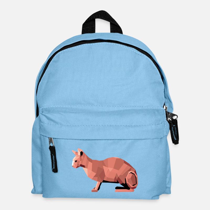 Sphynx Low Poly Cat – Design géométrique - Sac à dos Enfant - bleu clair