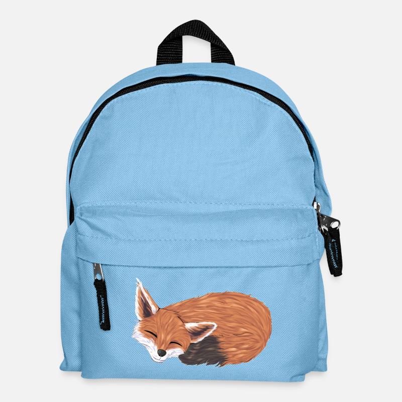 Füchsin im Schlaf mit Warmfarben - Kinder Rucksack - Hellblau