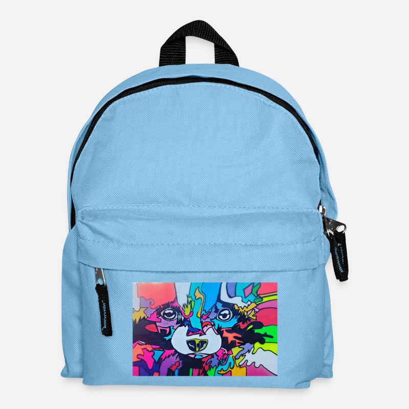Bunter Waschbär - Kinder Rucksack - Hellblau