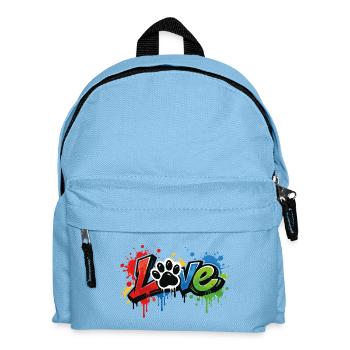 Love – Lettrage graffiti avec patte de chien - Sac à dos Enfant - bleu clair - Devant