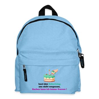 Birthday Cake Saying Humor Eat Hunger Feast - Kids' Backpack - light blue - Front
