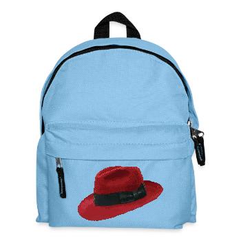 Retro Pixel Art Red Fedora Hat - Kinder Rucksack - Hellblau - Vorne