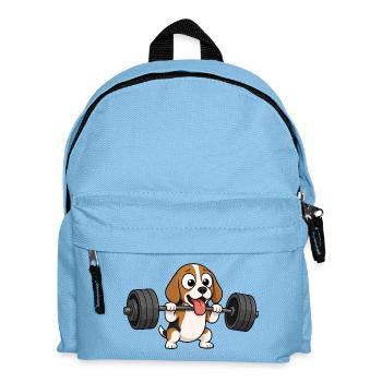 Beagle Dog Bodybuilding Weightlifting Comic - Kids' Backpack - light blue - Front