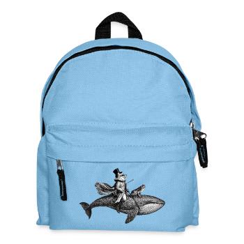 A fox riding a whale - Kids' Backpack - light blue - Front