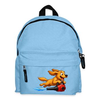 Dog Flying With Leaf Blower Jetpack - Kids' Backpack - light blue - Front