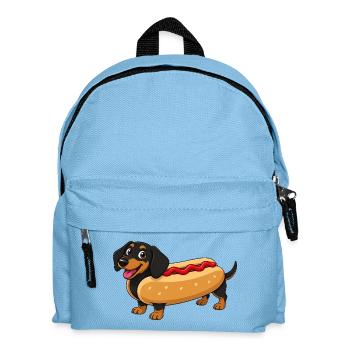 Dackel als Hotdog - Kinder Rucksack - Hellblau - Vorne