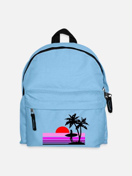 Surfer Girl bei Sonnenuntergang - Kinder Rucksack - Hellblau