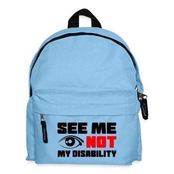 Voyez-moi, pas mon handicap, en fauteuil roulant # - Sac à dos Enfant - bleu clair - Devant