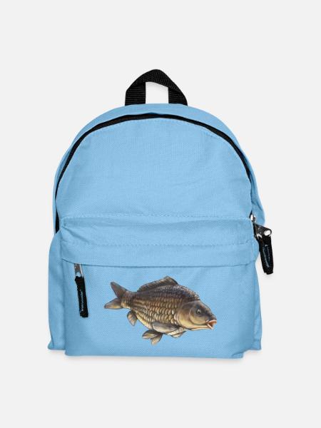 Common Carp Fishing Design Realistic Carp - Kids' Backpack - light blue