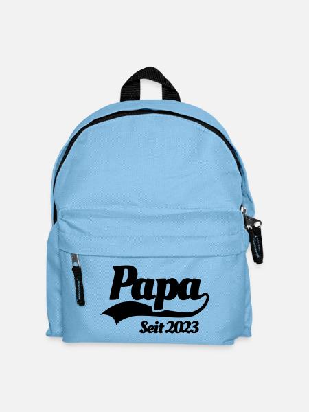 Papa seit 2023 Vater Lustige Geburtsanzeige Baby - Kinder Rucksack - Hellblau