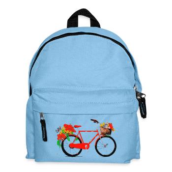 Red Bicycle with Flower Basket - Kids' Backpack - light blue - Front
