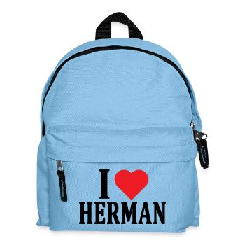 T-Shirt Name Ich liebe Herman T-Shirt Geschenkidee - Kinder Rucksack - Hellblau - Vorne