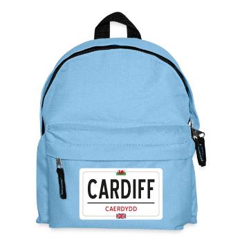 Ortsschild Cardiff - Kinder Rucksack - Hellblau - Vorne