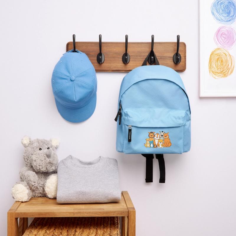 Verspielte Tierfamilie Comic Design Kinder Rucksack