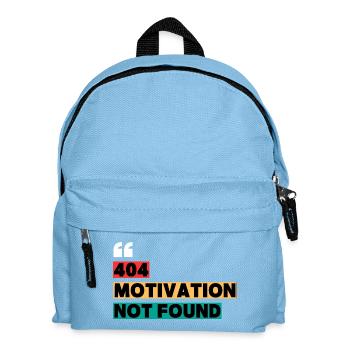 404 Motivation nicht gefunden – Lustiges Zitat - Kinder Rucksack - Hellblau - Vorne