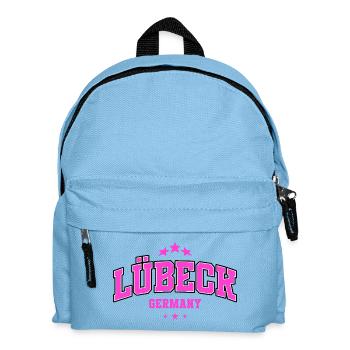 Lübeck Pink Stadtlogo - Kinder Rucksack - Hellblau - Vorne