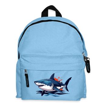 Blauer Tiefsee Hai mit roten Spritzern weißer Hai - Kinder Rucksack - Hellblau - Vorne