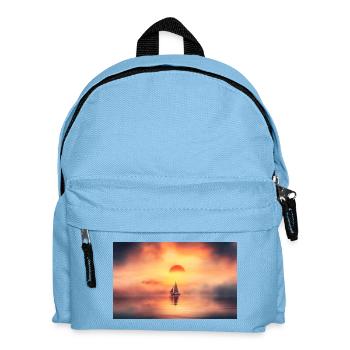 Sailboat in sunset over calm sea - Kids' Backpack - light blue - Front