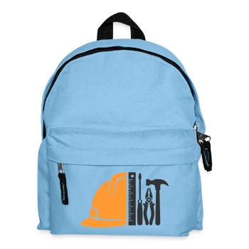 Werkzeug & Bauhelm – Handwerker Logo - Kinder Rucksack - Hellblau - Vorne