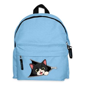 Süßes Kätzchen Reißverschluss Katze - Kinder Rucksack - Hellblau - Vorne