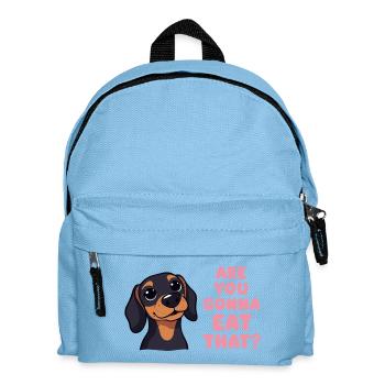 Are You going to Eat That Dachshund Humor - Kids' Backpack - light blue - Front