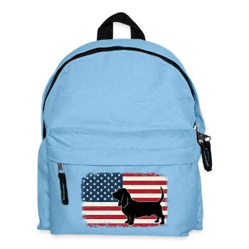 Basset Hound US Flag - Patriotic Dog Mom Dad - Kids' Backpack - light blue - Front