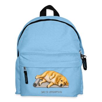 Golden Retriever Yoga Dog Day 3 Attempting - Kids' Backpack - light blue - Front