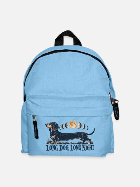 Long dog long night - Dackel in Mondphasen Nacht - Kinder Rucksack - Hellblau