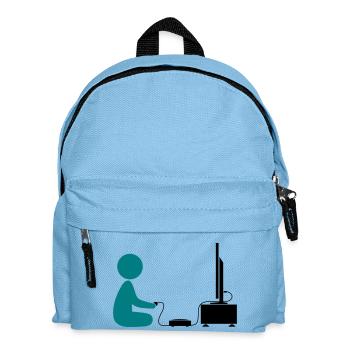 A boy plays with his games console - Kids' Backpack - light blue - Front