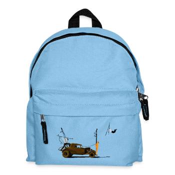 Voiture ancienne et silhouette orange - Sac à dos Enfant - bleu clair - Devant