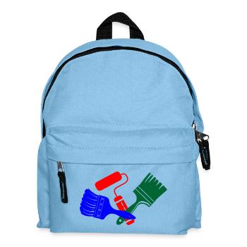 Pinceaux et rouleau de peinture en bleu rouge vert logo - Sac à dos Enfant - bleu clair - Devant