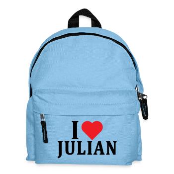 Name T-Shirt Ich liebe Julian T-Shirt Geschenkidee - Kinder Rucksack - Hellblau - Vorne
