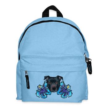 Staffordshire Terrier avec fleurs d’hibiscus - Sac à dos Enfant - bleu clair - Devant