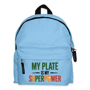 Mein Teller ist mein Superpower-Ernährungsexperte - Kinder Rucksack - Hellblau - Vorne