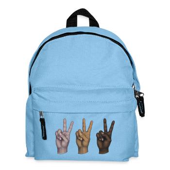 FRIEDEN HÄNDE ALLE GLEICH – Frieden & Liebe - Kinder Rucksack - Hellblau - Vorne