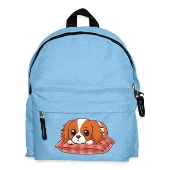 Adorable Puppy on Plaid Cushion - Kids' Backpack - light blue - Front