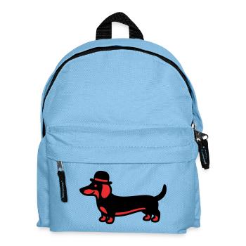 Cool Dachshund Hat Gentleman - Kids' Backpack - light blue - Front