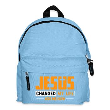 Jésus a changé ma vie, demande-moi comment il est de concevoir - Sac à dos Enfant - bleu clair - Devant