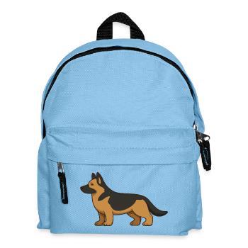 German Shepherd Illustration in Brown and Black - Kids' Backpack - light blue - Front
