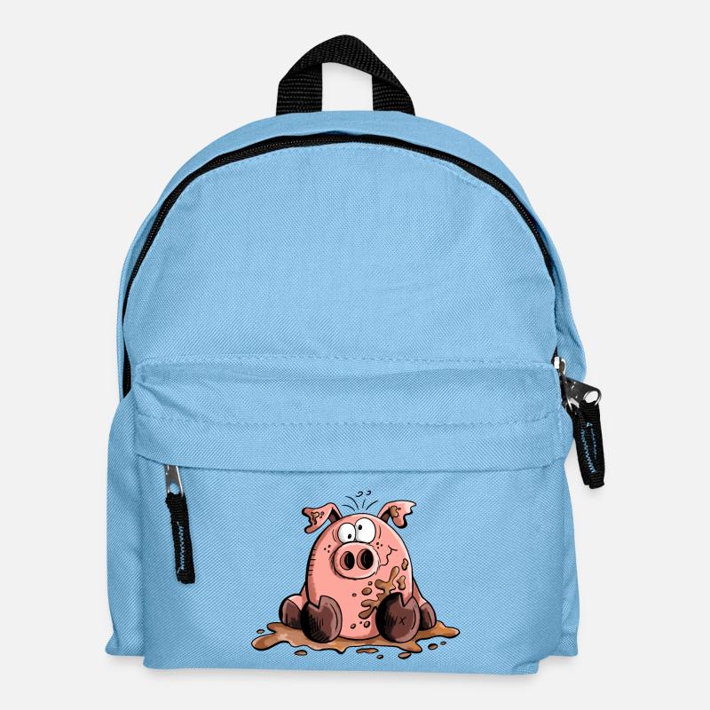 Cochon dans la boue - Cochons - Cadeau - Sac à dos Enfant - bleu clair