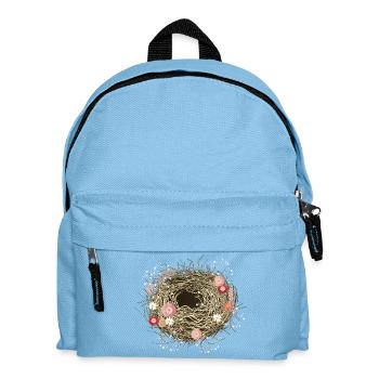 empty bird's nest or easter basket with dried flowers - Kids' Backpack - light blue - Front