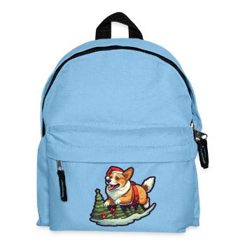 Christmas Happy Corgi in the pine forest - Kids' Backpack - light blue - Front