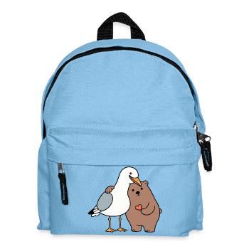 Mer du Nord Mouette Ours Brun Amitié Amour Maigre - Sac à dos Enfant - bleu clair - Devant