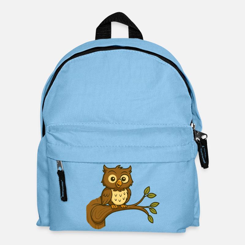 Cute Forest Owl on Branch - Kids' Backpack - light blue