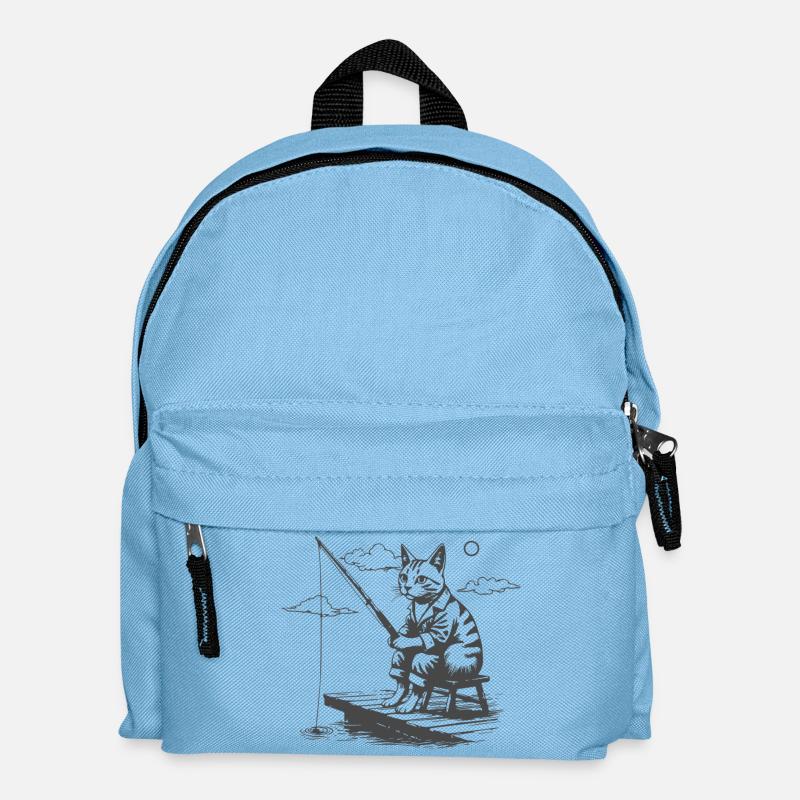 Nächtlicher Katzenangler - Kinder Rucksack - Hellblau
