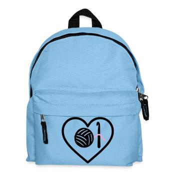 Häkeln Stricken Herz Garn Rosa Handarbeit Frau - Kinder Rucksack - Hellblau - Vorne