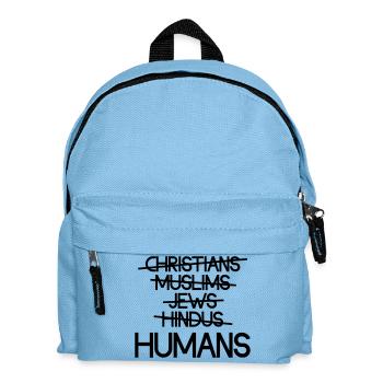 Menschen über Religion – Botschaft - Kinder Rucksack - Hellblau - Vorne