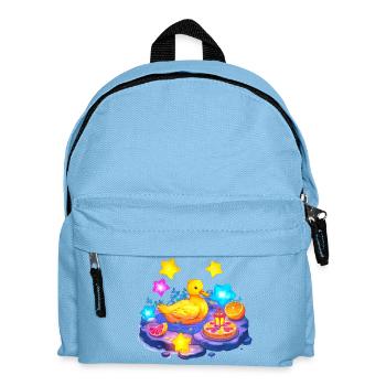 Gelbe Ente am Zitrussee mit Sternen - Kinder Rucksack - Hellblau - Vorne