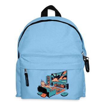 Thick Sofa Cat Chips TV Cinema Evening Cat Motif - Kids' Backpack - light blue - Front
