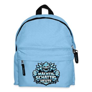 Eisgolem Grafik & Winter-Spruch: Mächtig schattig - Kinder Rucksack - Hellblau - Vorne
